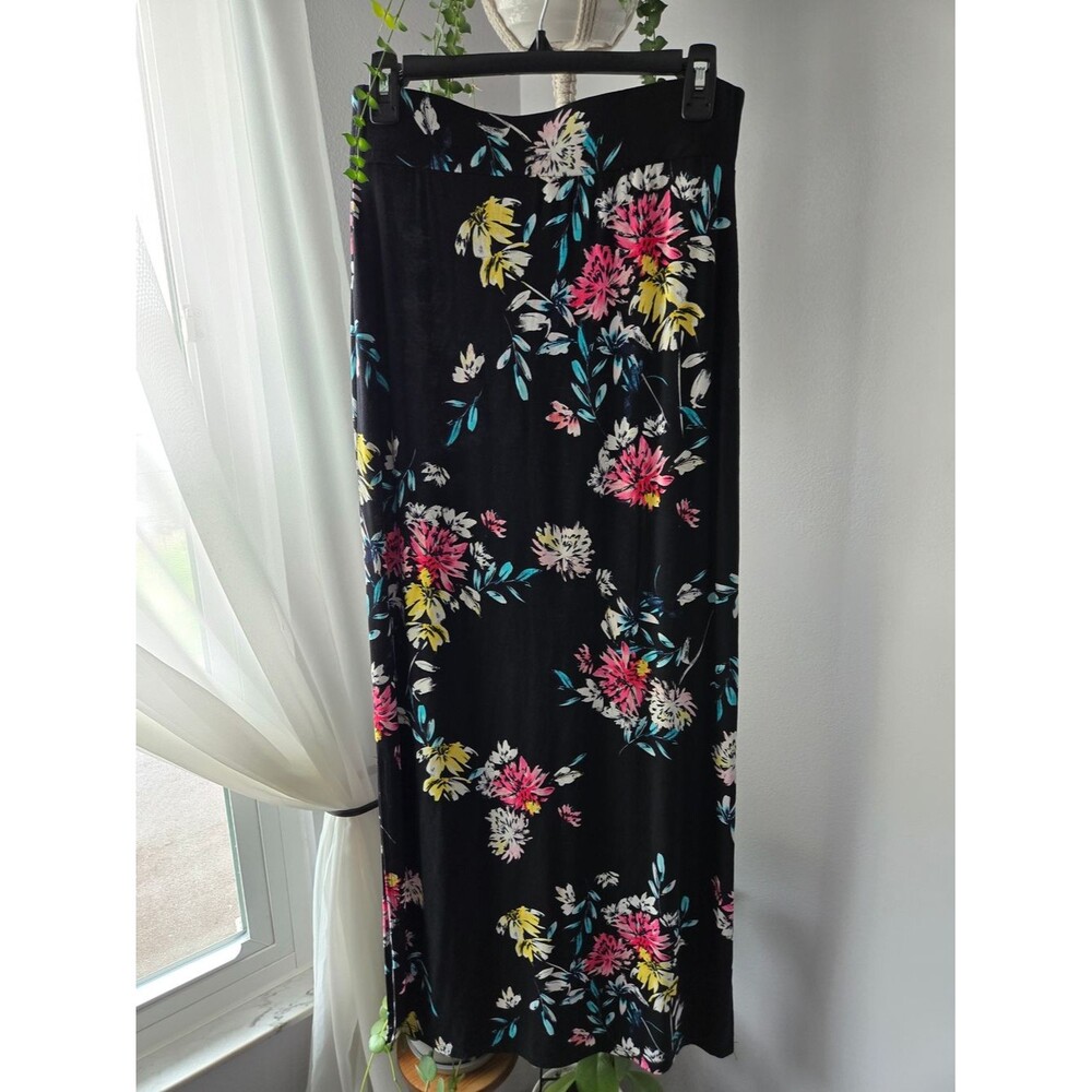 a.n.a Black Floral Maxi Skirt - Size S - Boho Side Slits
